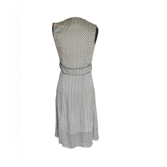 Deborah Lyons Ashley Midi Dress 2 Black Striped Crepe Luxury Old Money Ladylike - Picture 6 of 10